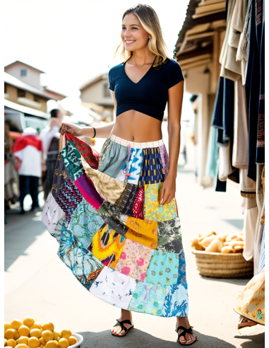 patchwork cotton skirt