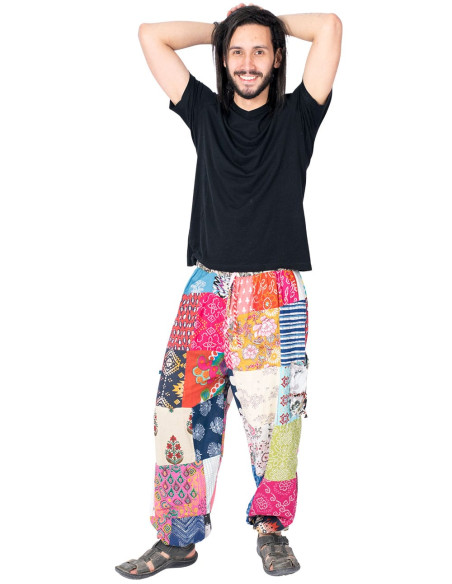 Cotton patchwork trousers