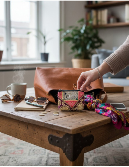 Ethnic patchwork coin purse