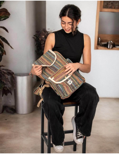 Ethnic hemp backpack