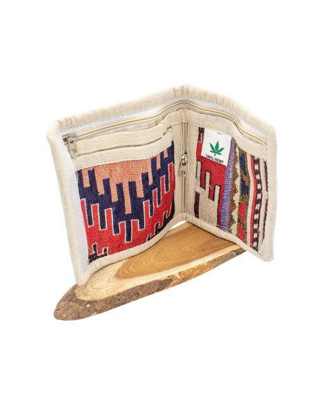 Unisex Handmade Hemp Wallet with Ethnic Prints | Kimago