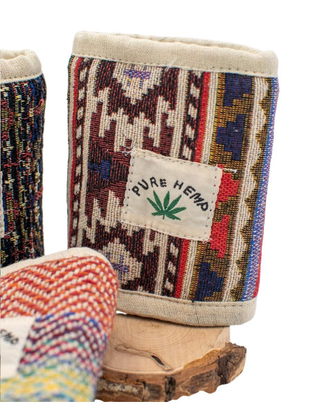 Unisex Handmade Hemp Wallet with Ethnic Prints | Kimago