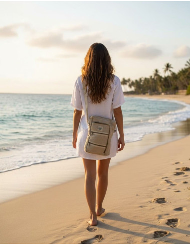 Unisex Hemp Shoulder Bag, Bone Color, with 5...