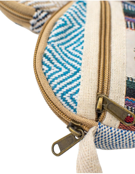 Handmade Hemp Round Coin Purse with Pocket | Kimago
