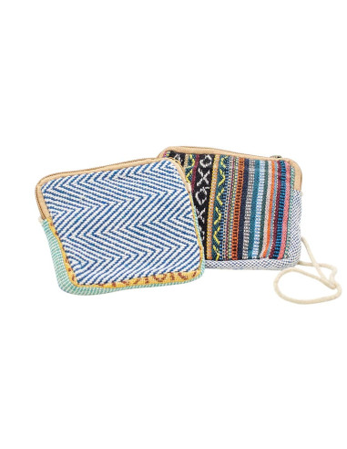 Square Hemp Crossbody Bag with Ethnic Prints |...