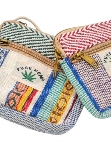 Square Hemp Crossbody Bag with Ethnic Prints |...