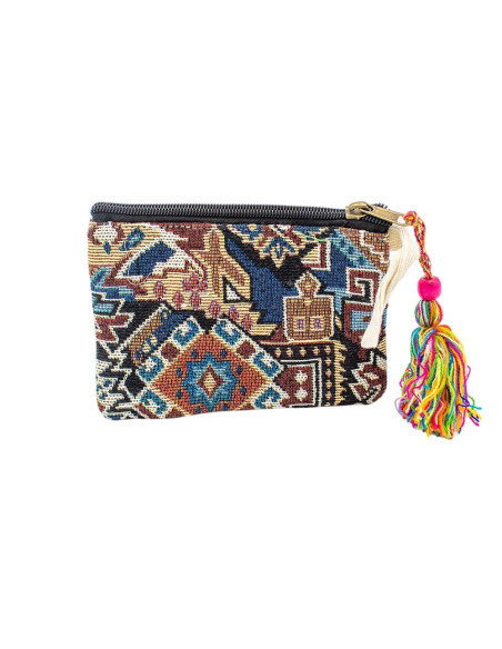 Unisex Hemp Purse 15x11 cm with Colorful Pompom | Kimago