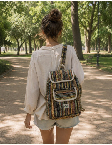 Medium Handmade Hemp Backpack with Pockets