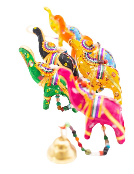 Decorative Hanging Decoration of 7 Fabric Elephants | Kimago