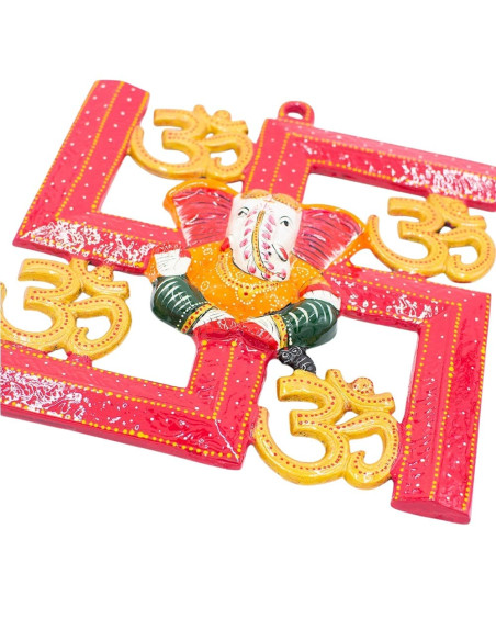 Ganesha Metal Picture with 4 Om Symbols | Kimago