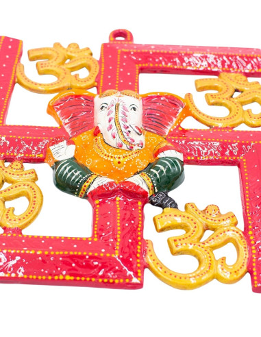 Ganesha Metal Picture with 4 Om Symbols | Kimago