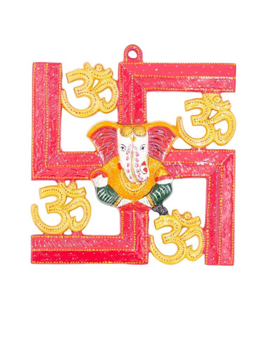 Ganesha Metal Picture with 4 Om Symbols | Kimago