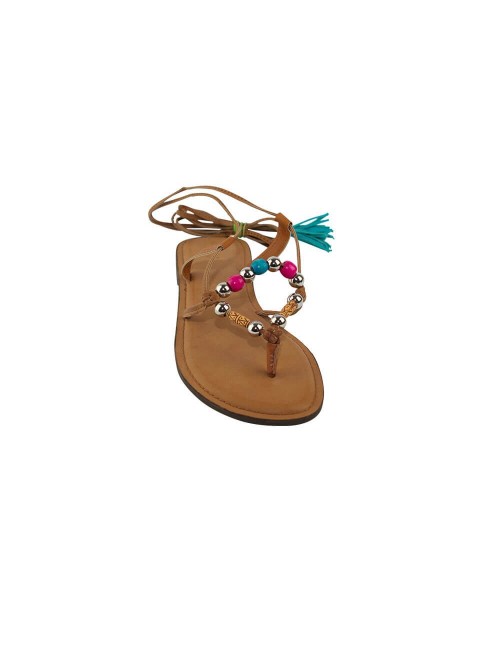 Sandalia hippie griega con bolas